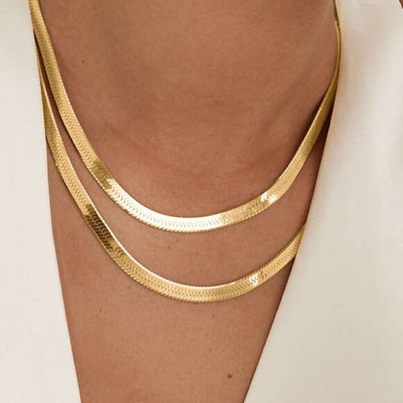 Jewelry - Yellow Gold Casual Women's Snake Bone Multi-Layer Necklace
